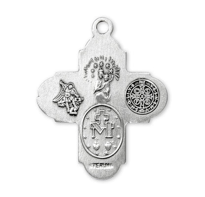 Saint Benedict Sterling Silver Four Way Medal