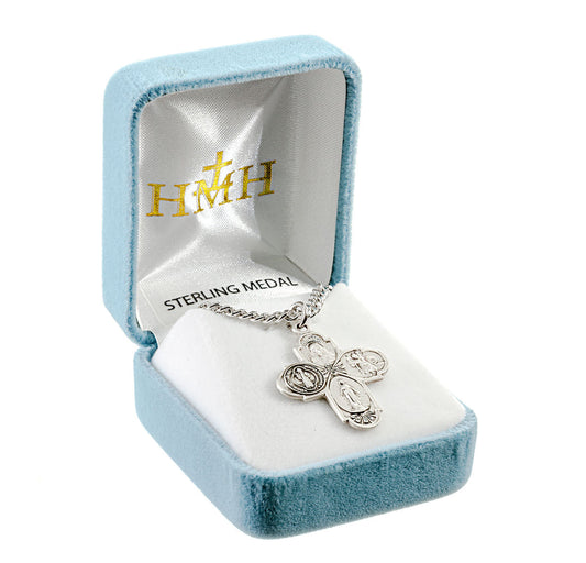 Saint Benedict Sterling Silver Four Way Medal