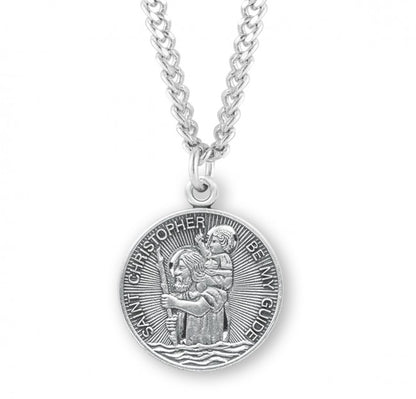 Sterling Silver Round St Christopher Medal