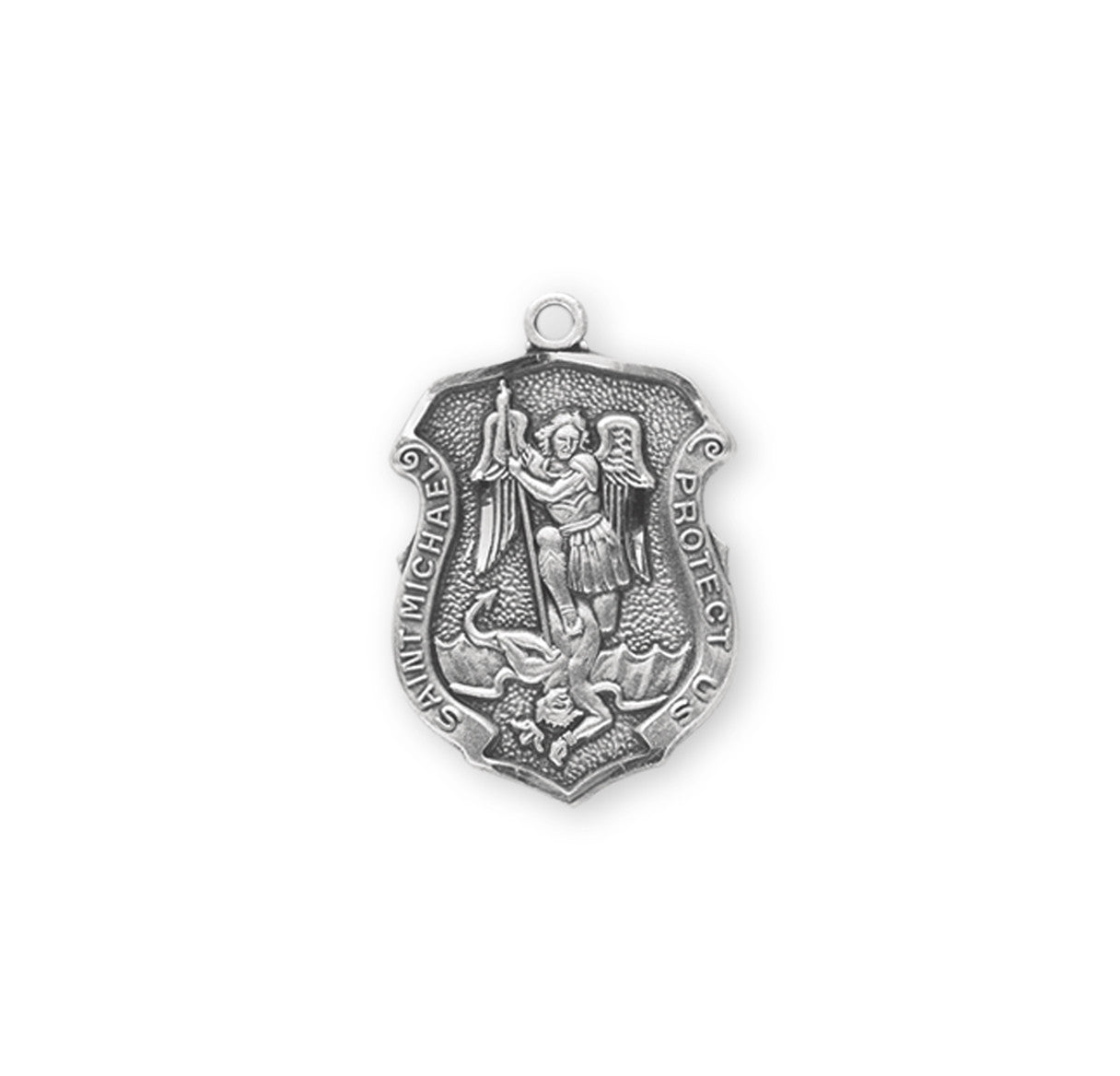 Saint Michael Sterling Silver Badge Medal | 20" Chain