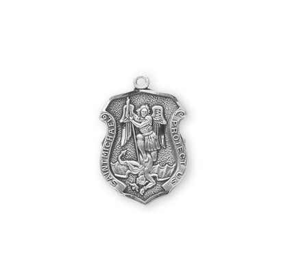 Saint Michael Sterling Silver Badge Medal | 20" Chain