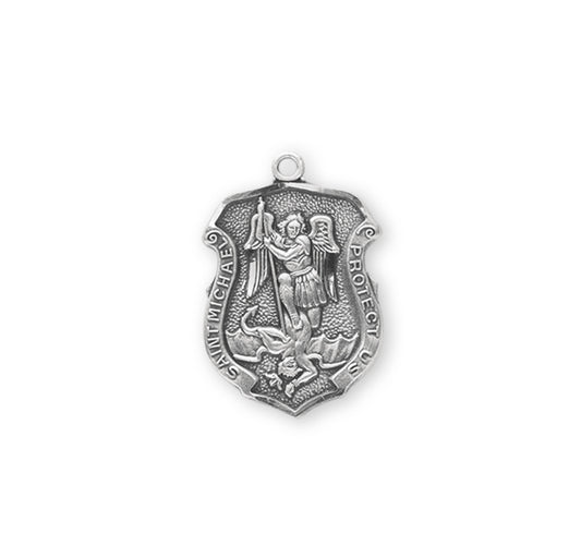 Saint Michael Sterling Silver Badge Medal | 20" Chain