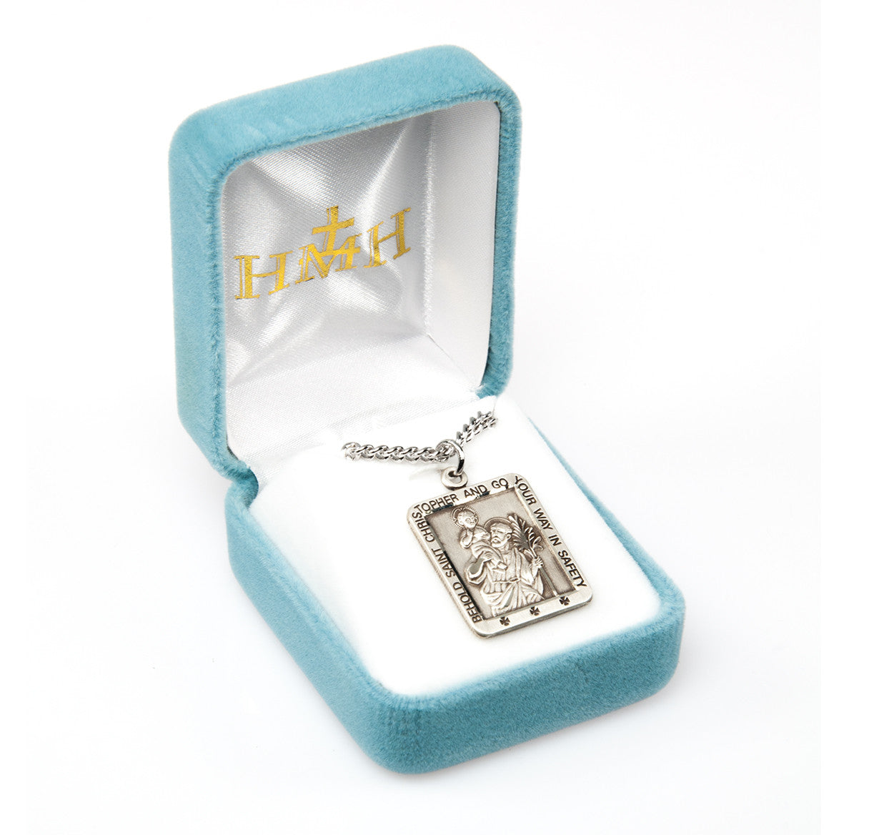 Saint Christopher Square Sterling Silver Medal | 24" Chain