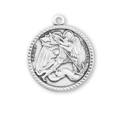 Saint Michael Round Sterling Silver Medal