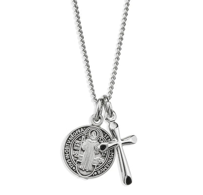 Sterling Silver Saint Benedict Medal with Cross