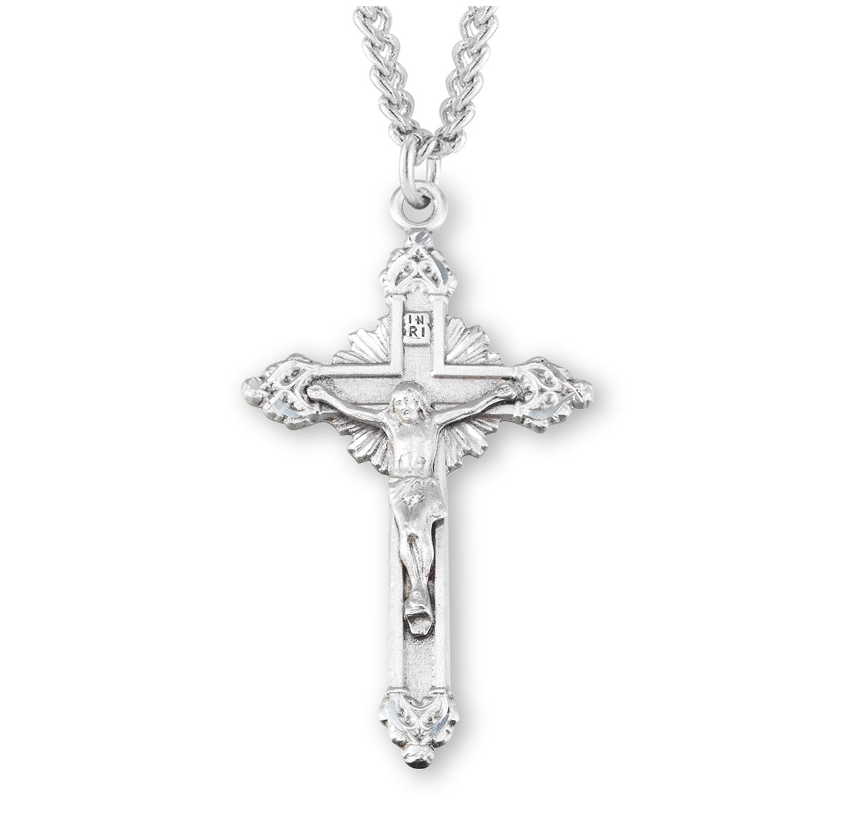Sterling Silver Crucifix | Medium |  24" Endless Curb Chain
