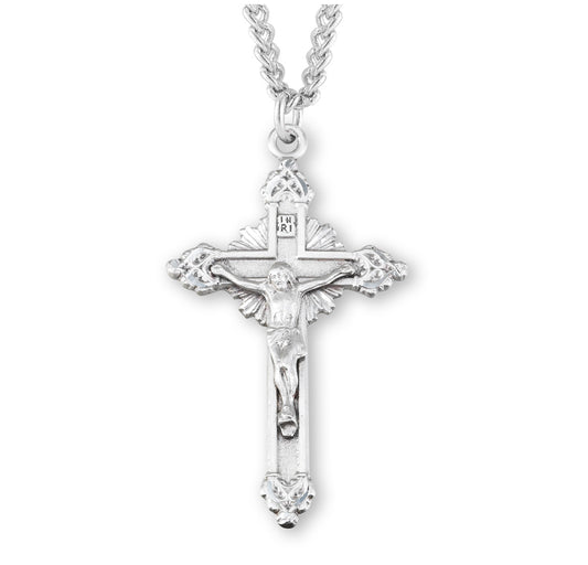 Sterling Silver Crucifix | Medium |  24" Endless Curb Chain