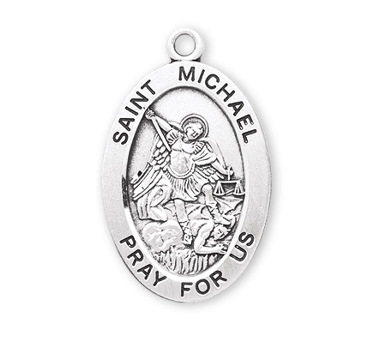 Patron Saint Michael Oval Sterling Silver Medal | 24" Chain