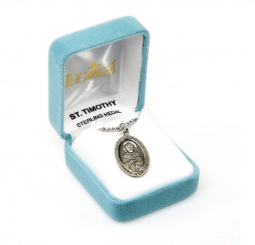 Saint Timothy Sterling Silver Oval Medal
