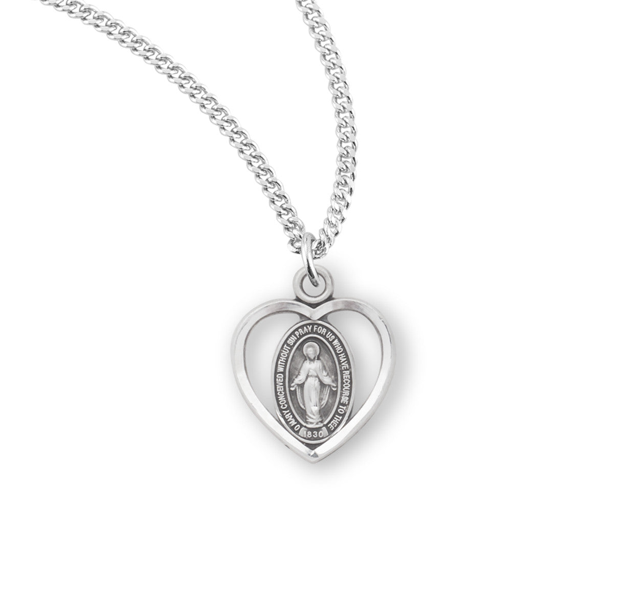 Sterling Silver "Pierced Heart" Miraculous Medal