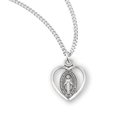 Sterling Silver "Pierced Heart" Miraculous Medal