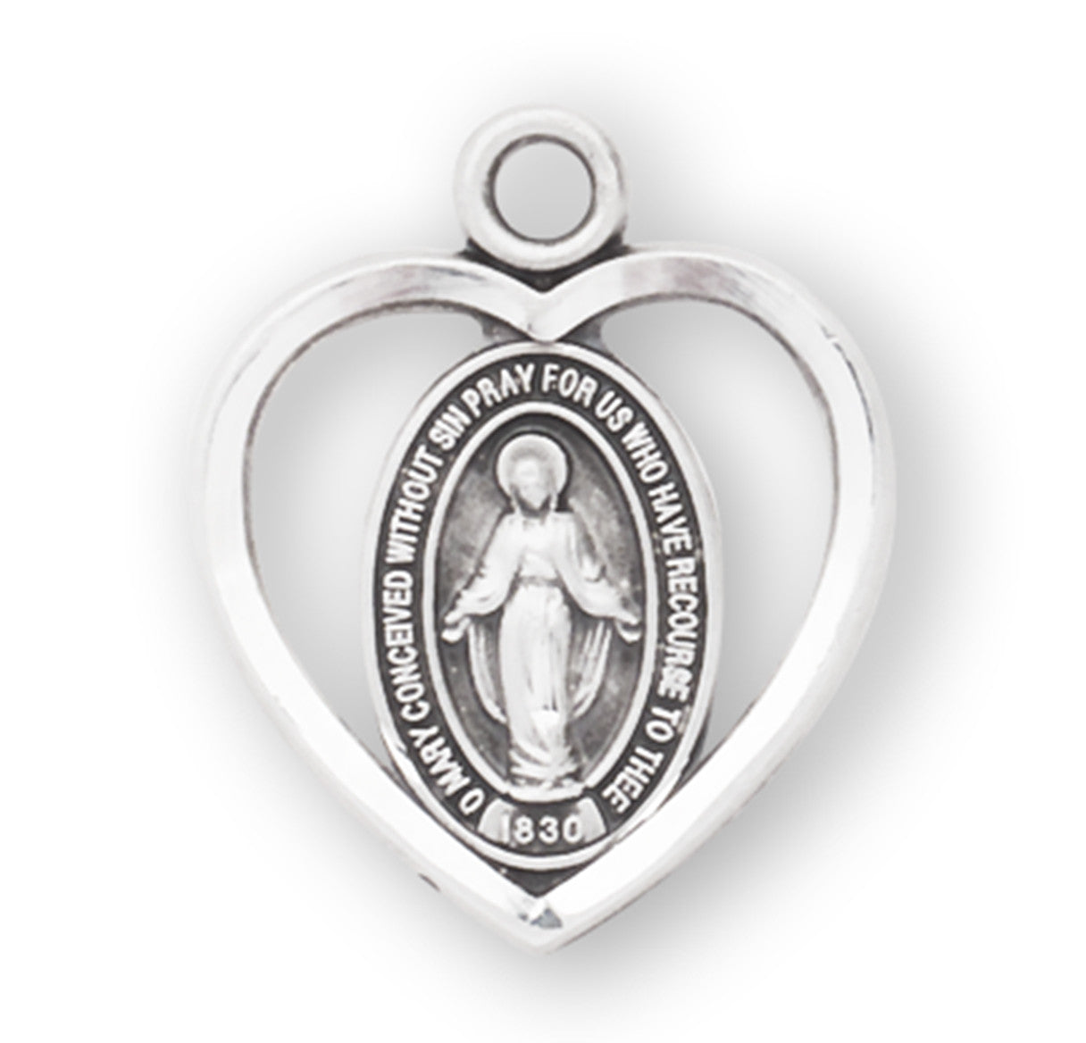 Sterling Silver "Pierced Heart" Miraculous Medal