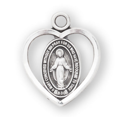 Sterling Silver "Pierced Heart" Miraculous Medal