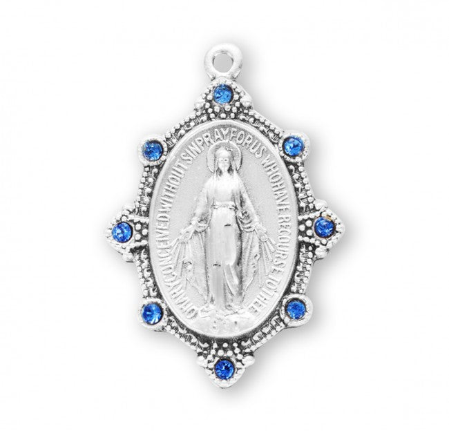 Sterling Silver Miraculous with Light Sapphire Stones