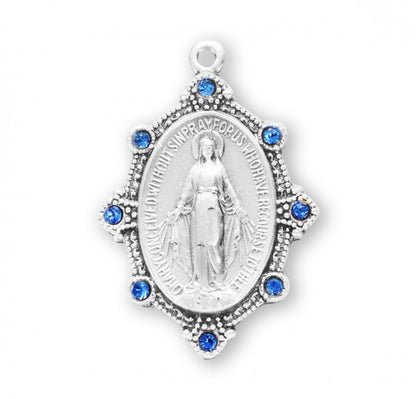 Sterling Silver Miraculous with Light Sapphire Stones