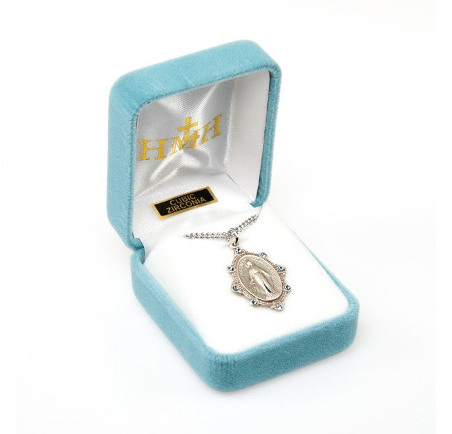 Sterling Silver Miraculous with Light Sapphire Stones