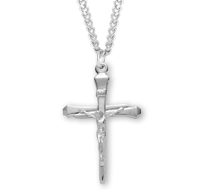 Sterling Silver High Polished Crucifix | 24" Endless Chain