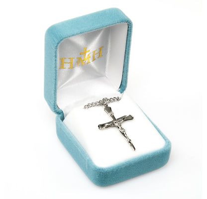 Sterling Silver High Polished Crucifix | 24" Endless Chain
