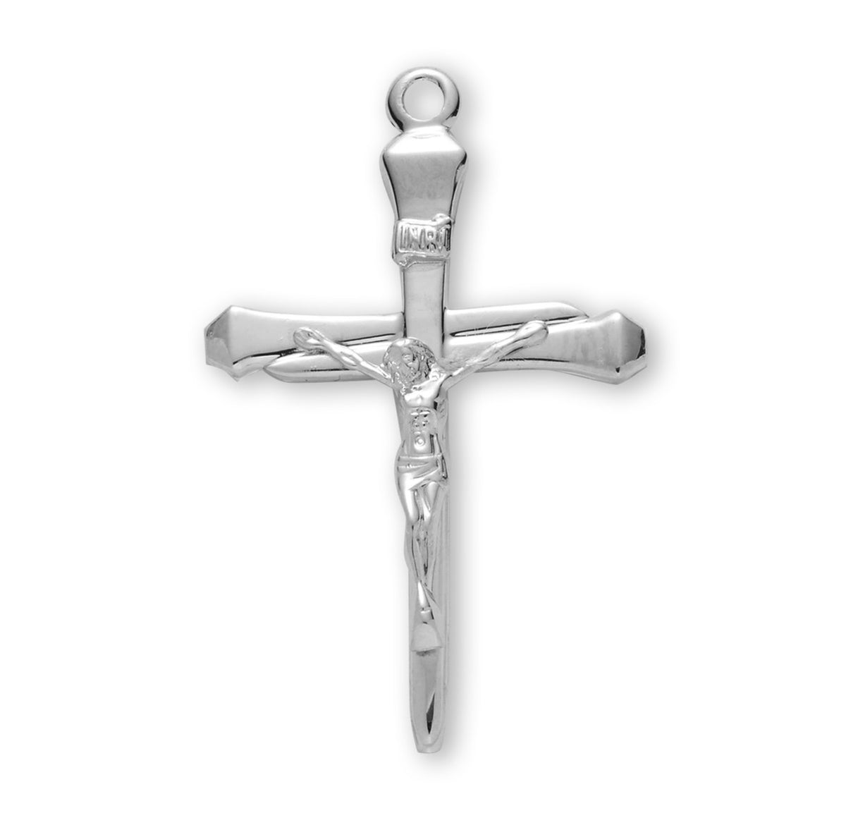 Sterling Silver High Polished Crucifix | 24" Endless Chain