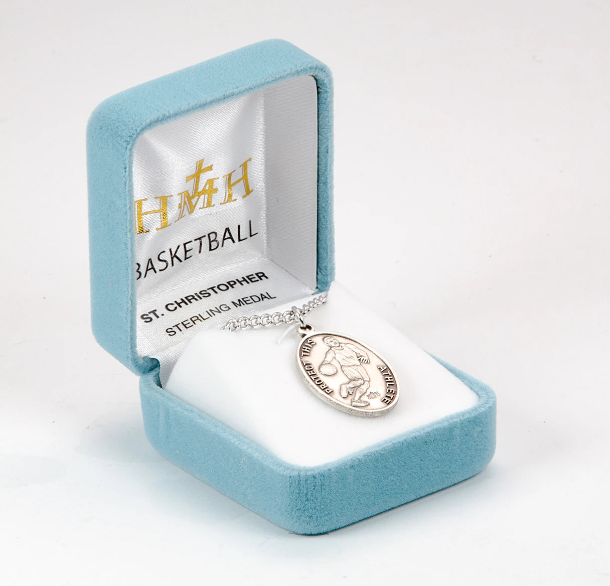 Saint Christopher Oval Sterling Silver Soccer Male Athlete Medal