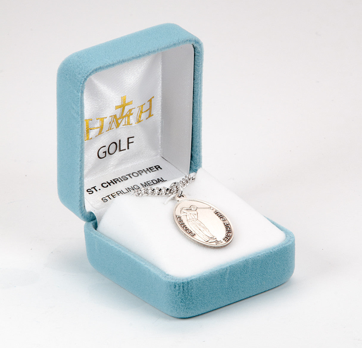 Saint Christopher Oval Sterling Silver Golf Male Athlete Medal