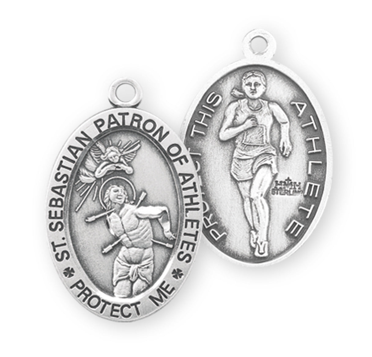 Saint Sebastian Oval Sterling Silver Female Track Athlete Medal