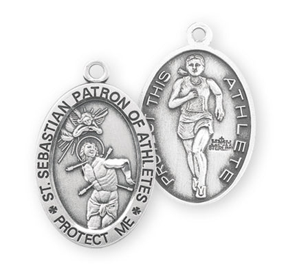 Saint Sebastian Oval Sterling Silver Female Track Athlete Medal