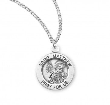 Sterling Silver Round Saint Matthew Medal
