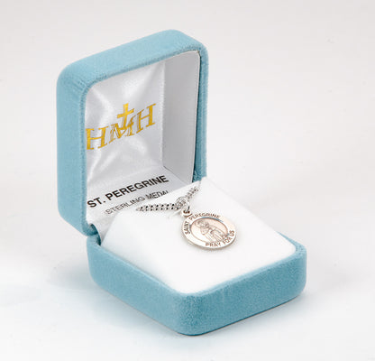 Patron Saint Peregrine Round Sterling Silver Medal | 1