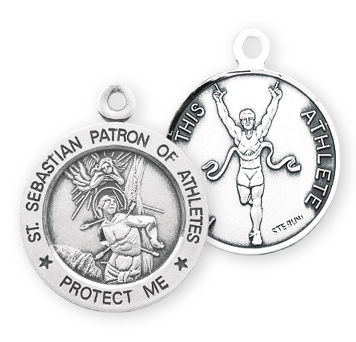 Saint Sebastian Round Sterling Silver Track Male Athlete Medal