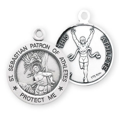 Saint Sebastian Round Sterling Silver Track Male Athlete Medal
