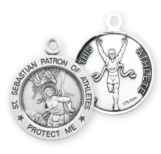 Saint Sebastian Round Sterling Silver Track Male Athlete Medal