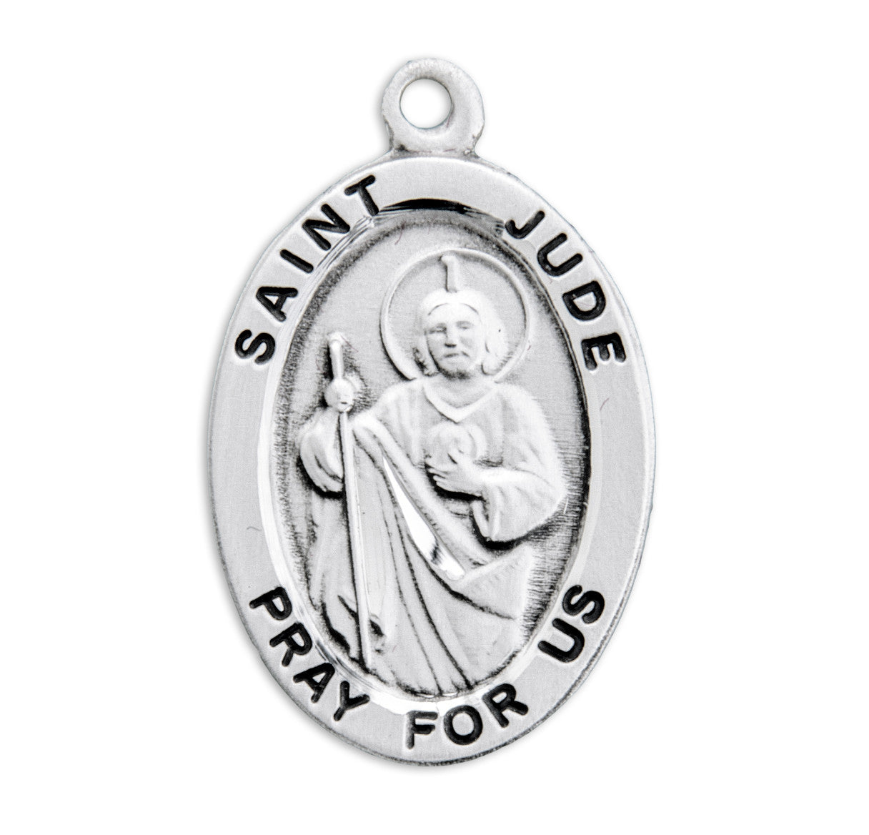 Patron Saint Jude Medium Oval Sterling Silver Medal | 20" Chain