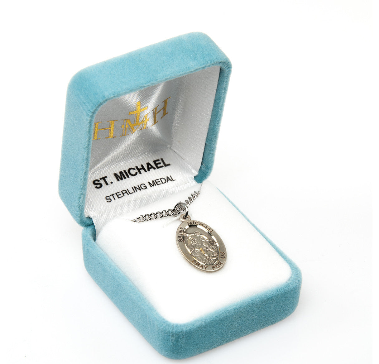 Patron Saint Michael Oval Sterling Silver Medal | 20" Chain