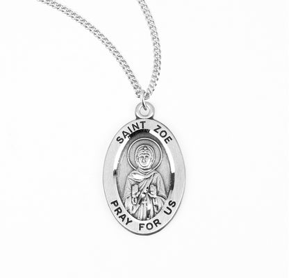 Saint Zoe Oval Sterling Silver Medal