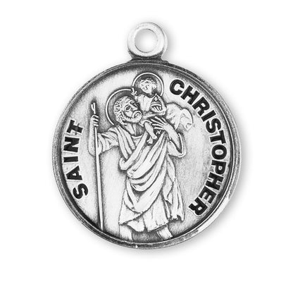 Saint Christopher Round Sterling Silver Medal