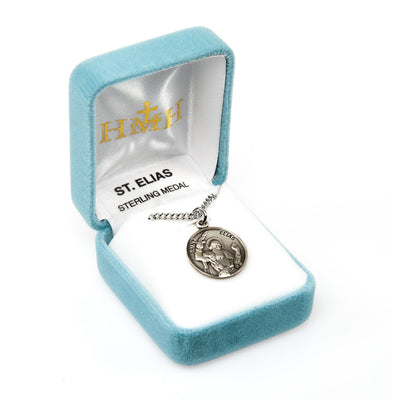 Patron Saint Elias Round Sterling Silver Medal
