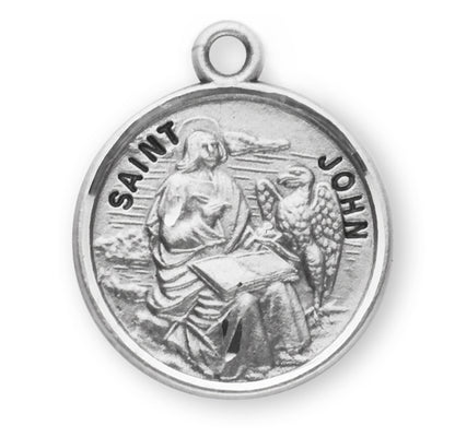 Patron Saint John the Evangelist Round Sterling Silver Medal
