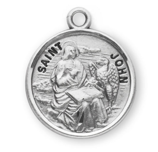 Patron Saint John the Evangelist Round Sterling Silver Medal