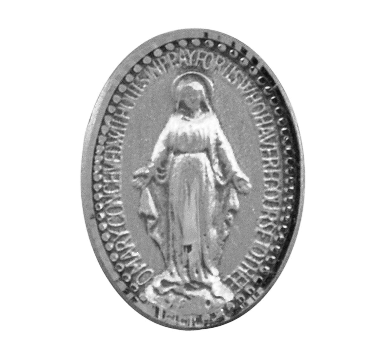 Sterling Silver Oval Miraculous Medal Lapel Pin
