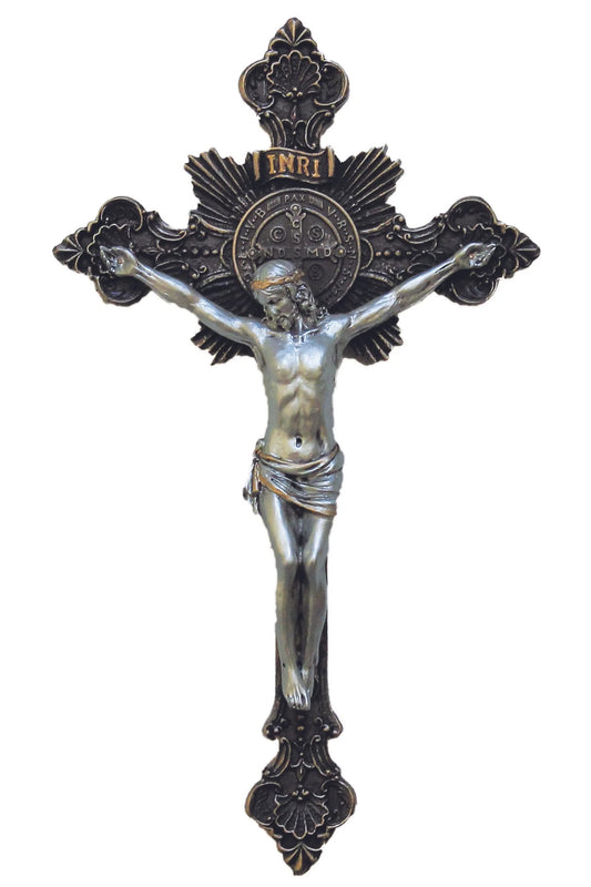 14" St. Benedict Crucifix | Bronze & Pewter