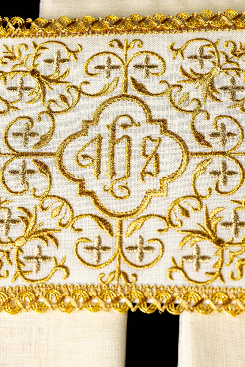 Gold IHS Embroidered Linen Set