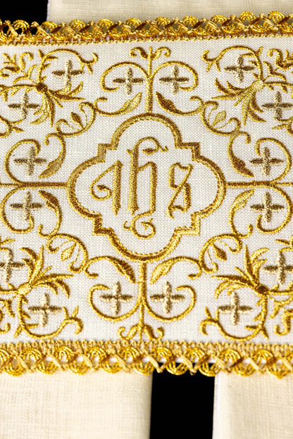 Gold IHS Embroidered Linen Set