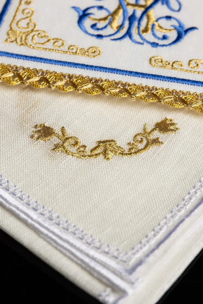 Embroidered Marian Motif Linen Set