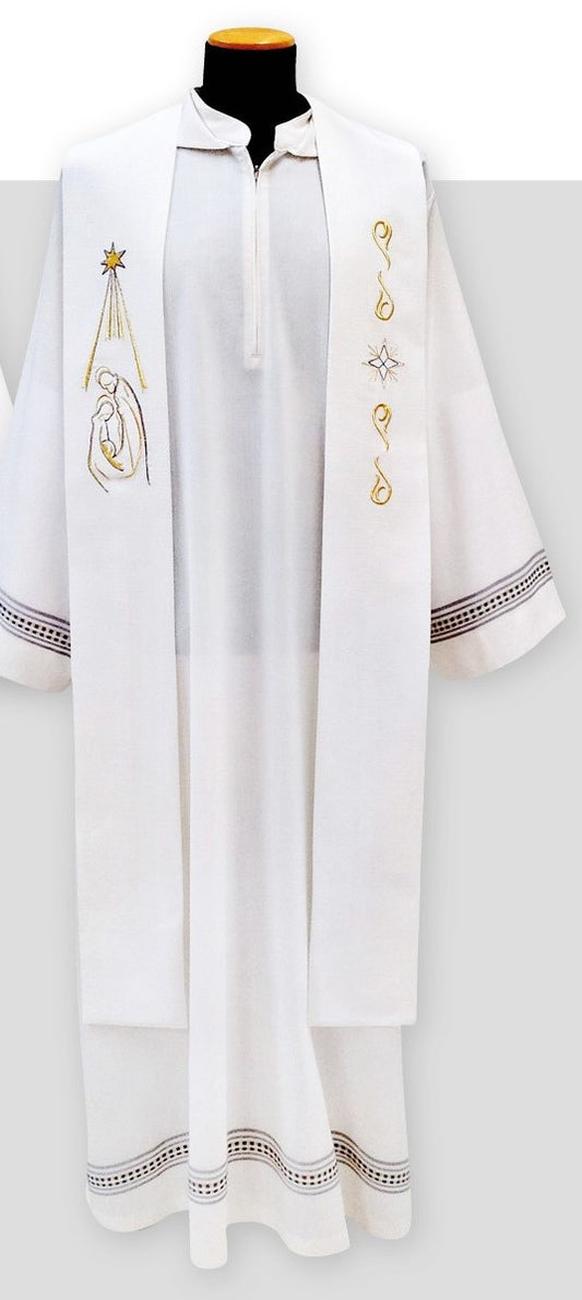 #706 Embroidered Christmas Overlay Stole | 100% Polyester