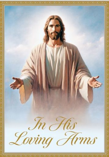 ME521 In His Loving Arms Deceased Mass Card