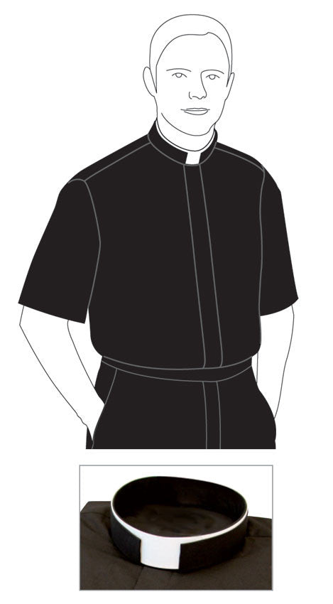 Black Torino | Tonsure/Roman Collar | Short Sleeve | Poly/Cotton | Made in Belgium