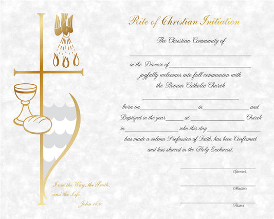 Traditional RCIA Certificates | Version 2 | Box of 50