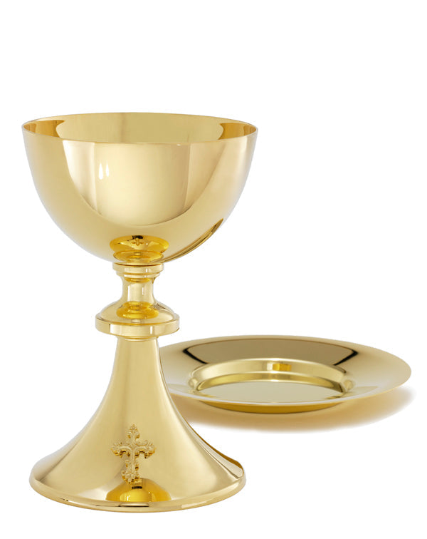 7 3/8", 12oz. Chalice & Paten | 24K Gold Plated