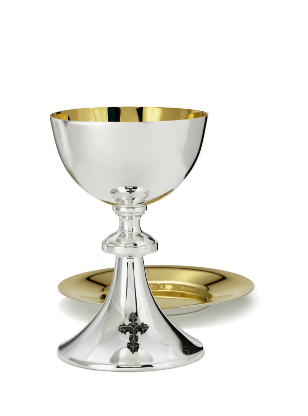 7 3/8", 12oz. Chalice & Paten | Silver Plated | 24K Gold Lined